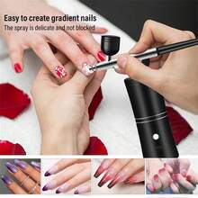 AXH. Portable Airbrush Kit (With Compressor) - Handheld Professional Airbrush Set With Compressor, Suitable For Painting, Tattoo, Nail Art, Model Painting, Makeup, Cake Decorating, Beauty And Personal Care, USB Rechargeable (Built-In Battery), Fragrance-Free - Multicolor - View 3