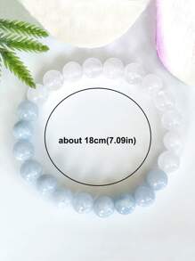 YAUKIA 1 件海蓝宝石 & 白玉 & 白纹石水晶手链，海蓝宝石疗愈玛拉宝石弹性手链，缓解焦虑镇静，增强直觉手链，水晶串珠手链，女士 - 彩色 - 查看 11