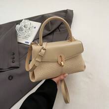 Nuevo bolso cuadrado pequeño de moda para mujer, bolso de mano casual de unicolor, bolso bandolera versátil con decoración de metal de PU, adecuado para atuendos de Año Nuevo, regalos, fiestas, festivales de música, apropiado para adolescentes, estudiantes universitarias, trabajadores de oficina, perfecto para universidad, trabajo, negocios, commuting, al aire libre, viajes, picnics, oficina, ideal para trabajo, compras