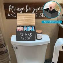 1 pezzo Portaoggetti essenziali per il ciclo mestruale femminile, scatola di legno per il bagno con coperchio, design in legno morbido, colore nero, non lavabile, per forniture per l''igiene femminile