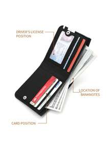 1pc Men's Short Wallet Iron Edge Men's Multi Card Slot Wallet Card Bag Credit Card Clip Double Fold Wallet Large Capacity Multi-Card Slots, Business Casual Style, Birthday Gift, Graduation Gift, Father's Day Gift