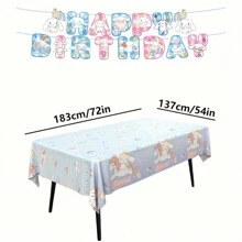 Sanrio Mantel desechable festivo de Sanrio Kuromi y amigos - plástico, diseño de dibujos animados lindos con globos, flores y corazones | Perfecto para cumpleaños, bodas y picnics, globos de cumpleaños