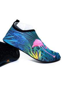 Aesthetic Mint Green Water Shoes Pink Flamingo Pattern | Non-Slip Yoga Footwear For Women, Portable Swim Shoes (EU36-41)