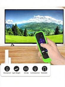 1个硅胶遥控器保护套，兼容Roku电视遥控器，夜光遥控器收纳套，适用于Roku Streaming Stick 4K、Express 4K+、Premiere、Streambar、简易遥控器/语音遥控器，带挂绳绝缘，情人节、小狗、嘉年华主题