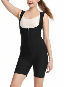 1 pieza, nueva chaleco de sudaración de primavera y verano de una sola pieza para mujer, chaleco deportivo de entrenamiento de cintura, moldea la figura de la mujer para fitness, sudadera con cremallera para fitness y ejercicio femenino, un mono ajustado al pecho, cintura y cadera que levanta, adecuado para yoga, ejercicio y ropa deportiva