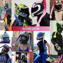 Helmet Braid Motorcycle Synthetic Box Braid Hair Extensions With Bowknot Helmet Ponytail Extensions With Detachable Suction Cup For Motorcycle Bike Motor Helmet Decoration Accessories