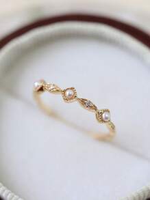 1 件 S925 纯银优雅复古人造珍珠女士戒指女士精美珠宝礼物生日礼物派对礼物 - 戒指 - 查看 2