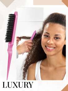 7Pcs/Set Hair Styling Tools, Hair Styling Comb Set, 200ml Clear Spray Bottle, Teasing Hair Brush, Rat Tail Comb, Edge Brush For Edge & Back Brushing, Combing, Slicking Hair For Women, Travel, Outdoor, Sport, Office, School, Hair Accessories - 7pcs Pink - View 7