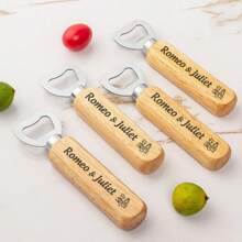Customized Engraved Wooden Handle Beer Bottle Opener, Practical Multi-Function Keychain Bottle Opener With Personalized Text Logo Phone Number Company Name, Stainless Steel And Solid Wood Beer Bottle Openers For Oktoberfest, Events, Advertisements And Gifts