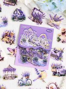 Paquete de 40 pegatinas con diseño de flores retro - Pegatinas decorativas impermeables con diseños florales y de elementos de uso diario, ideales para manualidades, decoración de cuadernos y proyectos de bricolaje