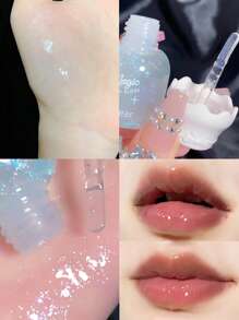 蝴蝶结牛奶罐唇彩保湿镜面水润光泽细腻闪烁嘟嘟双唇，日常使用，个人唇部护理 - 彩色 - 查看 2