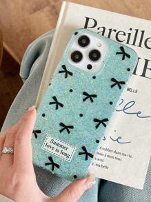 1 Ốp lưng điện thoại trang trí nơ đen bóng kiểu INS có họa tiết giọt nước, tương thích với iPhone 11 12 13 14 15 16 Pro Max 12 Pro Max 13 Pro Max 14 Pro Max 15 Pro 16 Pro Max - Nhiều màu - Xem 2