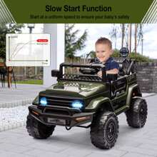 Danolapsi Kids Ride On Truck Car,12V Electric Car,Kids Electric Ride On Toy With Remote Control Spring Suspension LED Lights Music 3 Speeds For 3-8 Years Old Boy Girl Gift - 綠色 - 查看 5