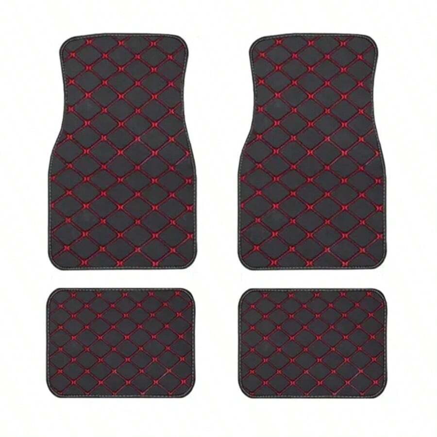 4 Pcs Waterproof Leather Car Floor Mats Universal Auto Foot Pad Protector Automobile Interior Carpet Accessories Interior - Red - View 1