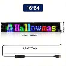 1 st. programmeerbaar LED Devil Eyes-display voor voertuigen, flexibel ultradun matrixscherm, USB-aangedreven, multi-color fantasy-thema, app-gestuurd, geen batterij vereist, geanimeerd auto-oog voor spoken en goblins Halloween-decoratie, kerstaccessoire
