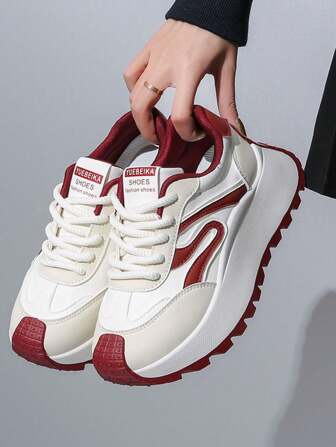 1 Pair Women's Korean Chunky Sneakers, Platform Casual Sport Shoes For Spring 2025