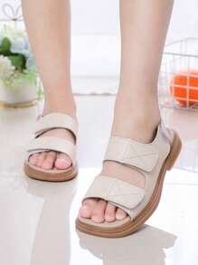 1 Pair Princess Style Kids Sandals, 2025, 2025 New Summer Fashion Girls Open Toe Beach Shoes, Toddler Flat Water Shoes