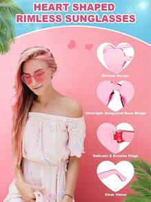 10pcs-Heart Shaped Glasses, Valentine's Day Rimless Heart Shaped Glasses Candy Colored Heart Shaped Glasses For Women Men Party Favors Heart Shaped Glasses For Valentine's Day Party, Wedding, Bachelorette Party, Birthday Party