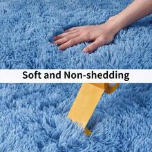 Soft Fluffy Shag Throw Area Rug, 2x4 Black, Non-Slip Bedroom, Hallways, Bedside, Dorm, Living Room - Long Shaggy Rug - Biru Kobalt - View 4