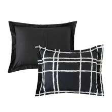 7-Piece Reversible Bed In A Bag Comforter Set With Sheets, Blue Floral, Queen - Black/White - View 8
