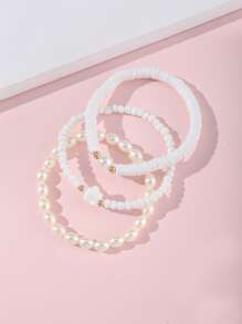 3件套女孩软陶珍珠花串珠脚链套装