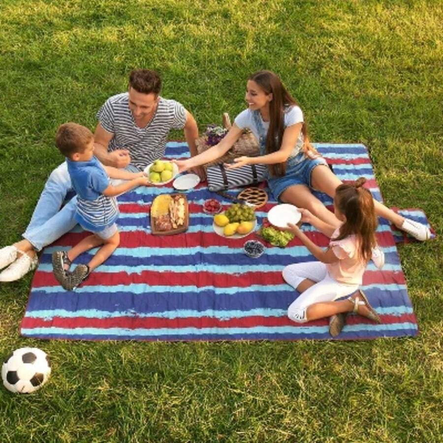Tirrinia Extra Large Picnic Blanket, Waterproof Lightweight Portable Outdoor Mat For Family Camping, Park, Beach,  ( US Unique Print, 70''X80'') - 1 - View 1