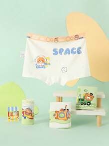 年轻男孩 4 时尚汽车熊印花男孩平角裤，舒适柔软多色平角裤