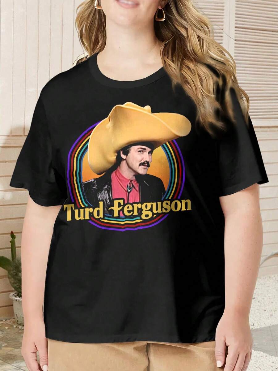 Norm Macdonald - Turd Ferguson Oversize Women T-Shirt Alex Trebek Burt Reynolds Celebrity Jeopardy! Funny Big Size Women's Tee Big Hat Late-Night TV - Oversized Women's Big Size Women's Tee - màu đen - Xem 1