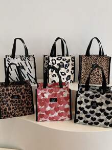 聚酯材料便携式保温午餐手提袋，矩形，带铝箔层，适合学生、办公室职员和户外野餐，保持食物温暖、新鲜、防水、防油，容量大，学校储物袋，教师储物袋，教室包，教室储物袋返校用品袋学校用品学校用品