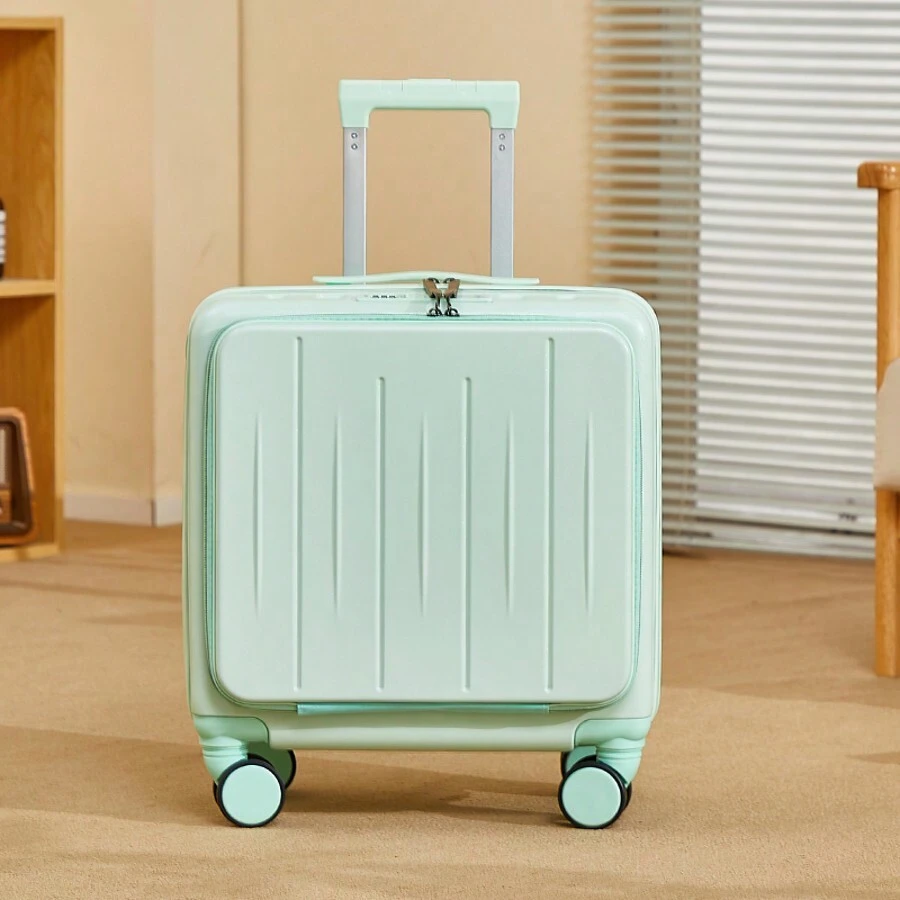 18 英寸小型行李箱 新款旅行箱 轻便随身行李箱 密码锁 学生/成人 滚轮 - 薄荷綠 - 查看 1