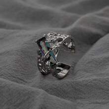 Unisex Vintage Black Thorn Open Pomegranate Red Ring, Stackable Mid Finger Ring With Goth Style - Multicolor - View 8