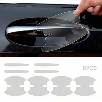 Set de 8 protectores transparentes para manijas de puerta de coche, película protectora para el tazón de puerta, tira anti colisión, ajuste universal