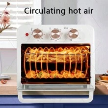 15QT- Large Countertop Oven, Air Fryer Toaster, Combined, Broil, Bake, Broil, Reheat, No Frying, Stainless Steel, Visible Window, Healthy Cooking, Space Saving Design, Pink - 美規B型插(110-127V) - 查看 6