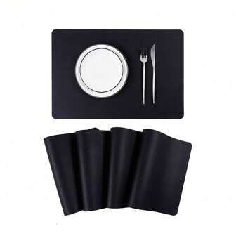 黑色人造皮革餐垫 婚礼餐桌装饰台面保护餐垫 多功能防污餐垫 咖啡厅西餐派对餐垫 易于清洁