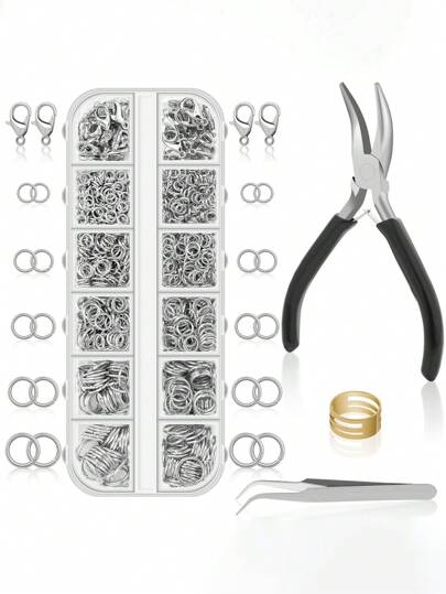 700 pièces Kit de fabrication de bijoux en fer, anneaux ouverts de différentes tailles 4 mm/5 mm/6 mm/8 mm/10 mm, argent et or, convient pour la connexion de bijoux DIY pour la vie quotidienne des femmes