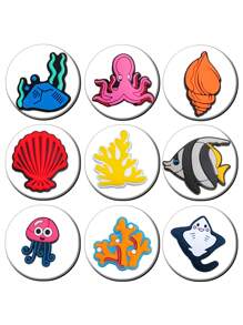 23 PCS Submarine Coral Series, Starfish, Conch, Coral, Seahorse, Water Grass Convey A Unique Creative Design, Can Let People Find That The Original Foot Decoration Can Have So Many Novel Ways To Play, Unlock A Variety Of Different Collocation Possibilities, Removable Washing