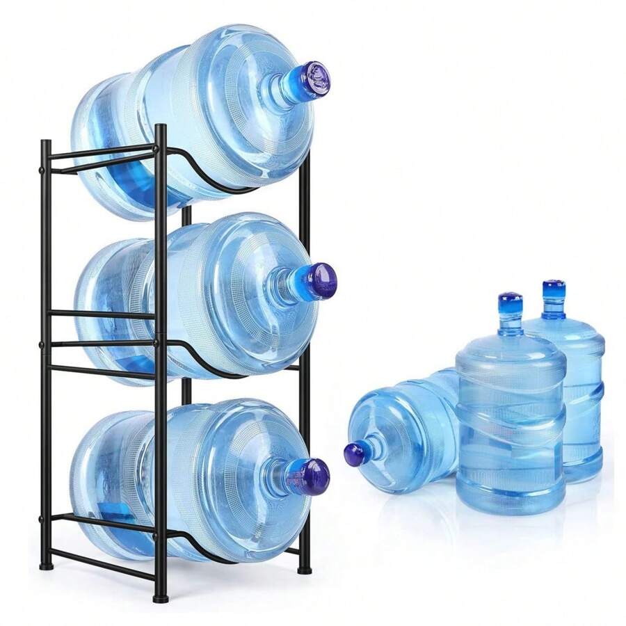 Color Negro Metal Rack Porta Garrafón Para 3 Garrafones Agua