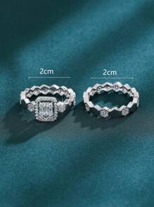2pcs/Set Honeycomb Design Couple Rings, European And American Style