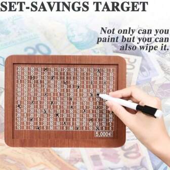 1pc Piggy Bank With Numbers & Plaid Design, DIY Creative Savings Box Home Decor Accessory, Coin Counter Wooden Reusable Piggy Bank, For Numerical Planning, Retro Style Coin Bank