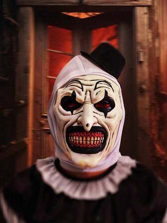 1pc Terrifier Mask Art The Clown Costume Halloween Mask Scary Full Head Latex Deluxe Clown Mask Creepy Cosplay Killer Joker Mask Halloween Costume Horror Bloody Props