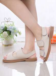 1 Pair Princess Style Kids Sandals, 2025, 2025 New Summer Fashion Girls Open Toe Beach Shoes, Toddler Flat Water Shoes