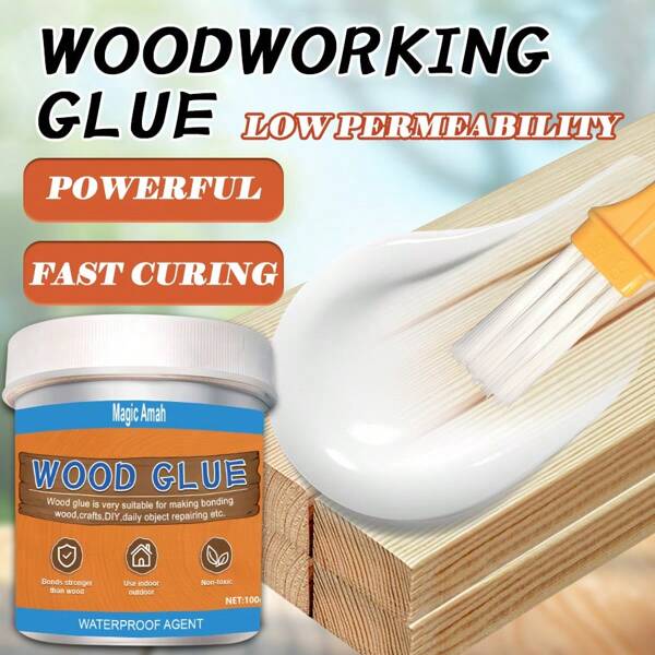 Woodworking Glue - Strong Adhesive Specially For Wooden Projects, White Wood Glue, Transparent Damage-Free Adhesive For Furniture, Wooden Floor, Chairs, Tables, Stools, No-Drill Or Nailing Required, Wooden Handicrafts, Toys And Supplies, Children DIY White Glue, All-Purpose Repair Adhesive For Cracked Wooden Boards, Floors, Chairs, Transparent Bonding Glue For Solid Wood Furniture Back To School