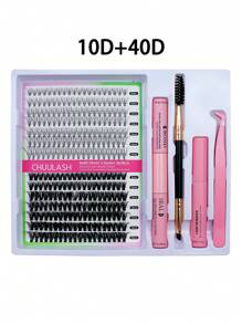 280/168 件 8-16 毫米 DIY 睫毛延长混合款式睫毛簇单独配有粘合剂和密封剂去除镊子睫毛刷用于自行化妆 - 黑色 - 查看 38