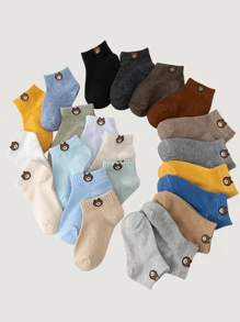 8 Pairs Random Color Kids Socks, Cute Little Bear Neutral Socks For Boys And Girls, Suitable For Outdoor Wear All Seasons
