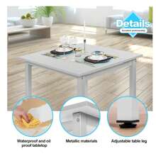 Grey Dining Table And Chairs Set, Square Dining Table With 2/4 Faux Leather Chairs For Dining Room Kitchen Home - Dining Table With 4 Gray Chairs - View 4