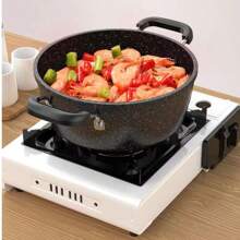 1pc Non-Stick Soup Pot With Lid, Large Capacity Non-Stick Pot, Dual-Use Stewing Pot And Frying Pan, Stockpot And Braiser, Compatible With Induction Cooktop And Gas Stove, Comes With Random Color Soup Ladle - Black - View 13