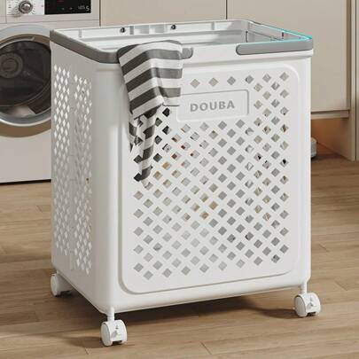 Een opvouwbare opbergmand van kunststof, een mand voor vuile was, een draagbare opbergmand voor de badkamer met wielen, een grote opvouwbare wasmand en organizer voor in de slaapkamer, studentenkamer en kleine appartementen, een verwijderbare scheidingswand met meerdere compartimenten, een ruimtebesparend en stapelbaar ontwerp voor een efficiënte kast, kinderkamer en op reis, soepele wielen die gemakkelijk rollen voor moeiteloos transport, ademende ventilatiegaten, lichtgewicht en stevige draaggrepen, een ideaal cadeau voor de feestdagen, oplossingen voor huishoudelijke organisatie in de herfst en de herfst
