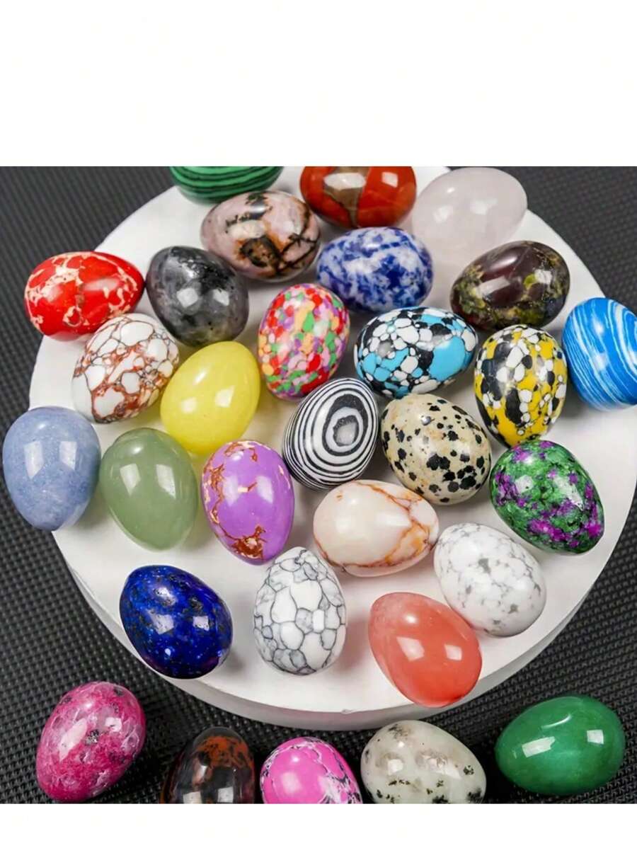 Mini Easter Egg Gemstone Easter Ornament, Pigeon Egg, Egg, Bird Egg Suitable For Home Decoration, Room Decoration, Basket Filling, Easter Gift Decoration Easter Egg (Color Random)