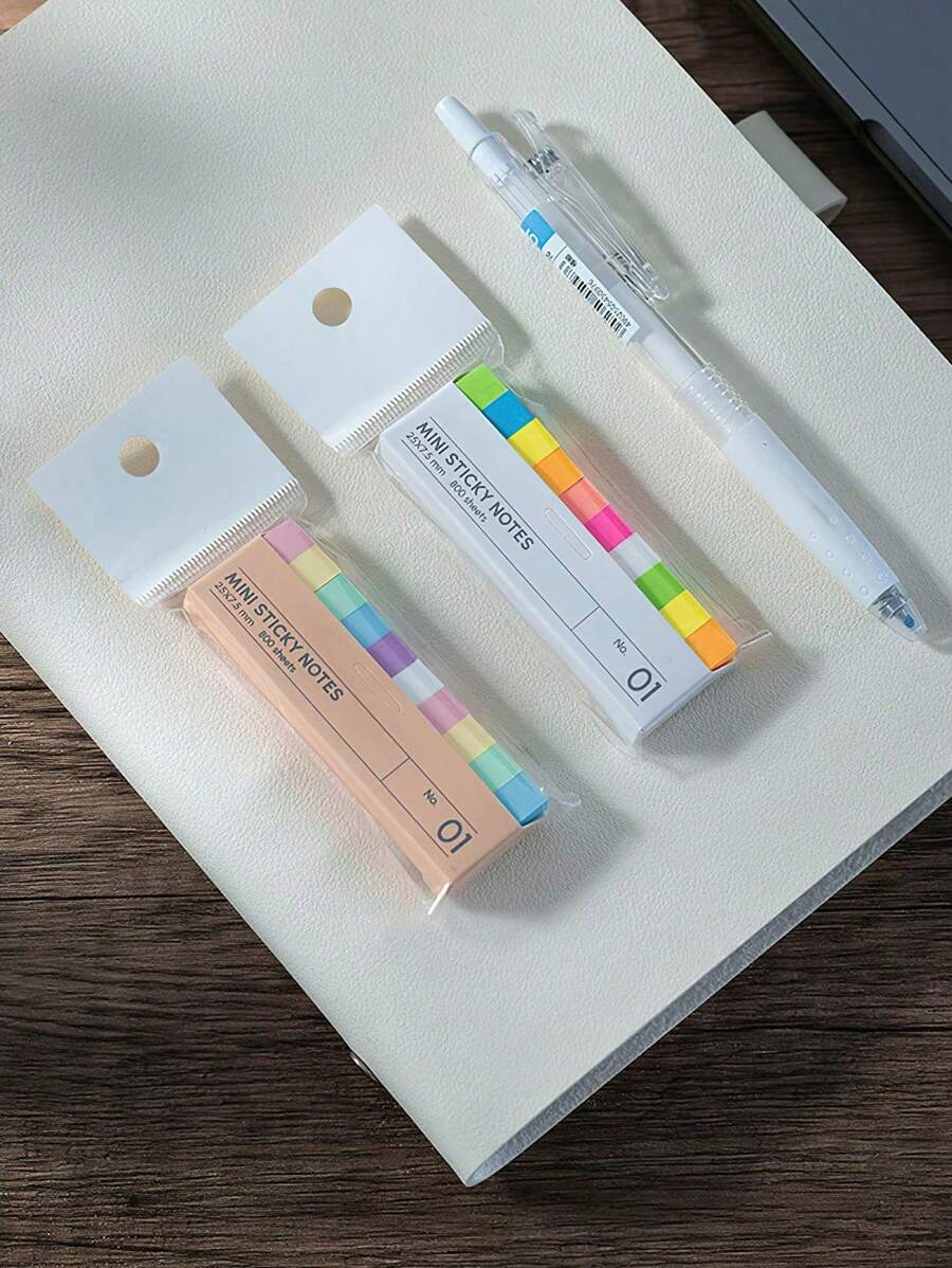 2-1 Set Of Small Strip Marking Index Stickers,Super Mini Sticky Notes Peelable Memo Pad Easy To Pick Up Marker Correction Function Soft Color Notepad Diary Planner Sticker