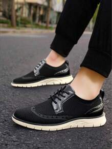 Men's New Multipurpose Fashion Casual Outdoor Low-Top Lace-Up  Shoes, Versatile Business/Daily Wear-Shoes For Men Gym Tennis Athletic Mesh Fashion Sneakers Lightweight Sports Workout Running Casual Shoes Comfortable Footwear Trainers White Valentines-Mens Casual Dress Shoes Mesh Dress Sneakers Oxfords Lace-Up Comfortable Lightweight Walking Shoes - 黑色 - 查看 6